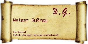 Weiger György névjegykártya